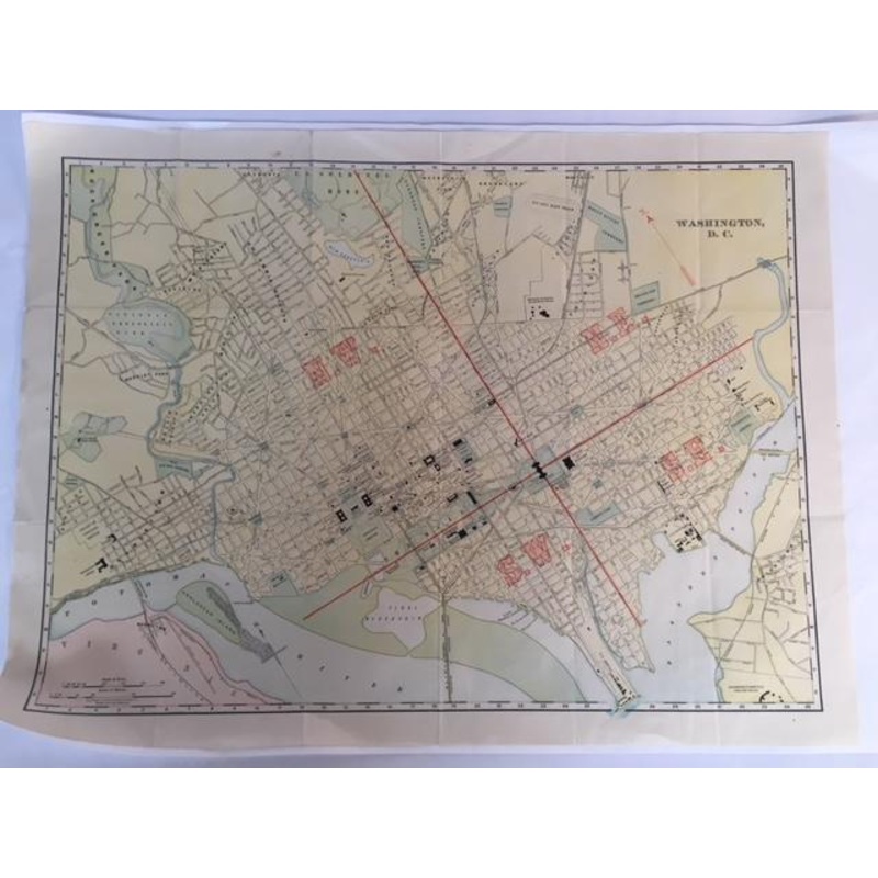 Antique Map of DC | 1912 Map of Washington, DC | Framed | Color Rand-McNally Commercial Atlas Map of Washington, D.C