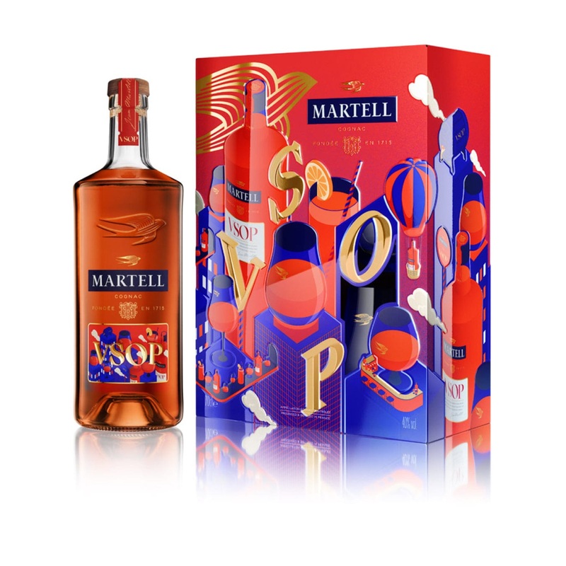 Martell VSOP Cognac with 2 Glass Gift Set, 70 cl