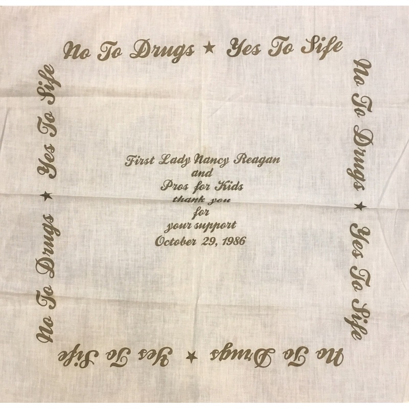No to Drugs, Yes to Life | Nancy Reagan | Vintage Political Handkerchief | 22" x 21.5"
