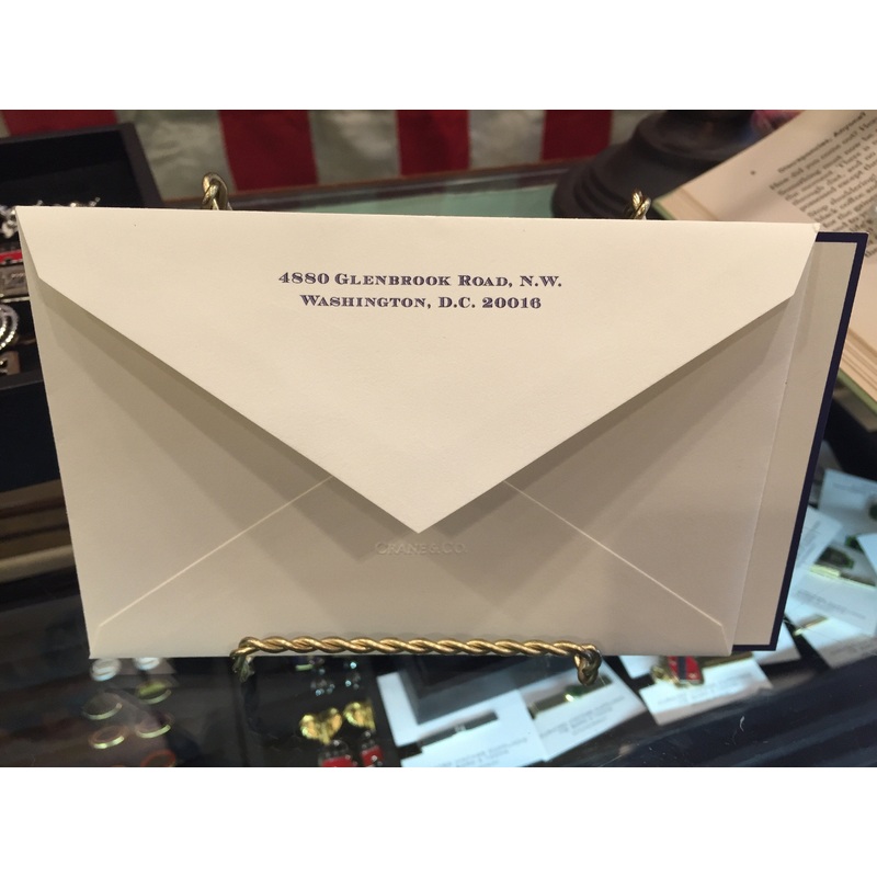 Crane & Co. Stationery | Correspondence Card | Ecru | Regent Blue | Engraved with return address on flap