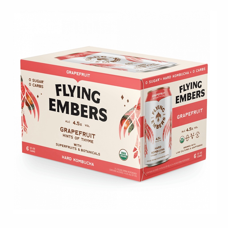 Flying Embers Grapefruit Thyme Hard Kombucha 6-Pack