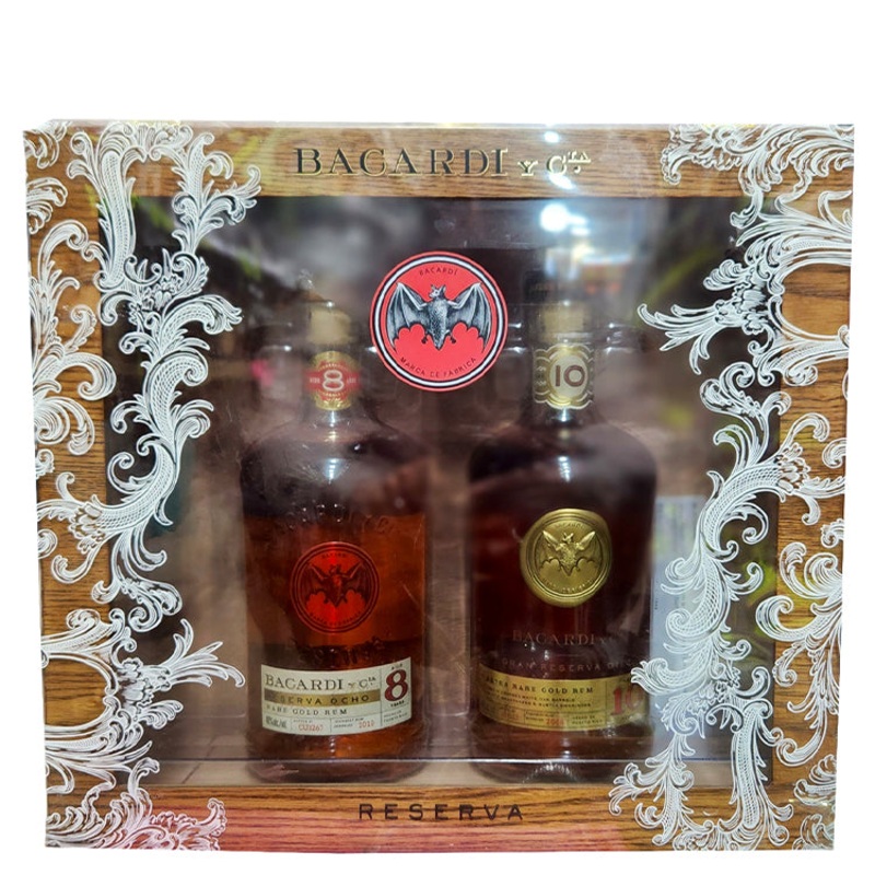 Bacardi Reserva 8 & 10 Year Wooden Box Rum - 750ml