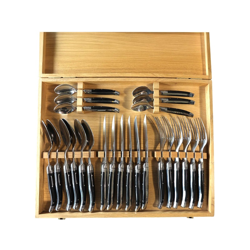 GOYON CHAZEAU 24 PIECE LAGUIOLE AVANTAGE BLACK FLATWARE SET