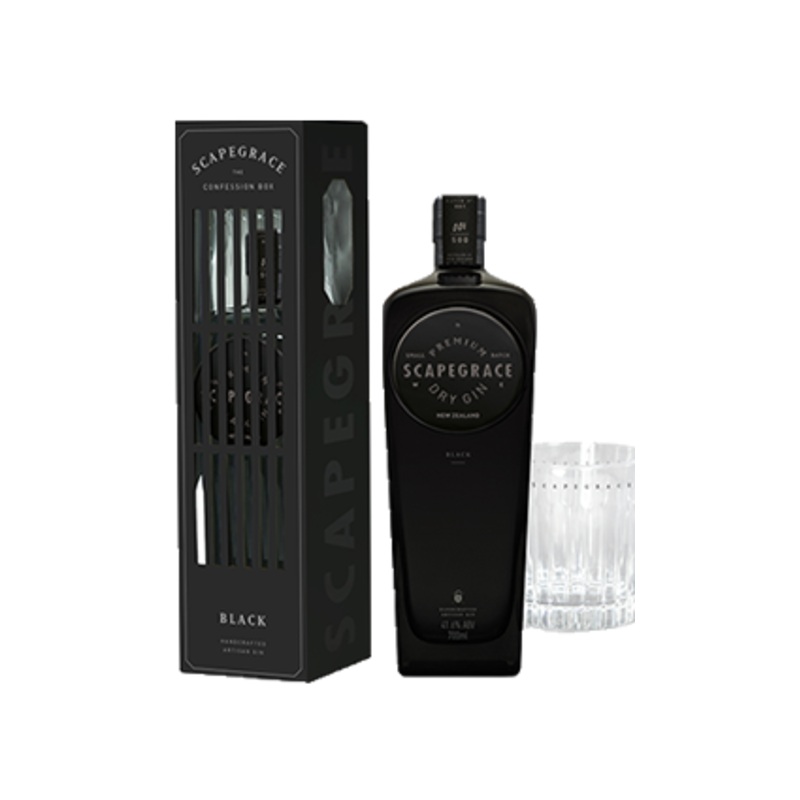 Scapegrace BLACK Gin 700ml Confession Box with Glass