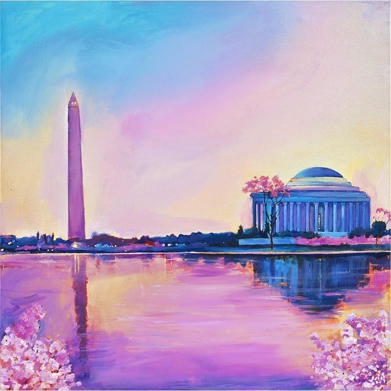 Art | Cherry Blossom Jefferson Memorial | Giclee by Zachary Sasim | 24" by 24"