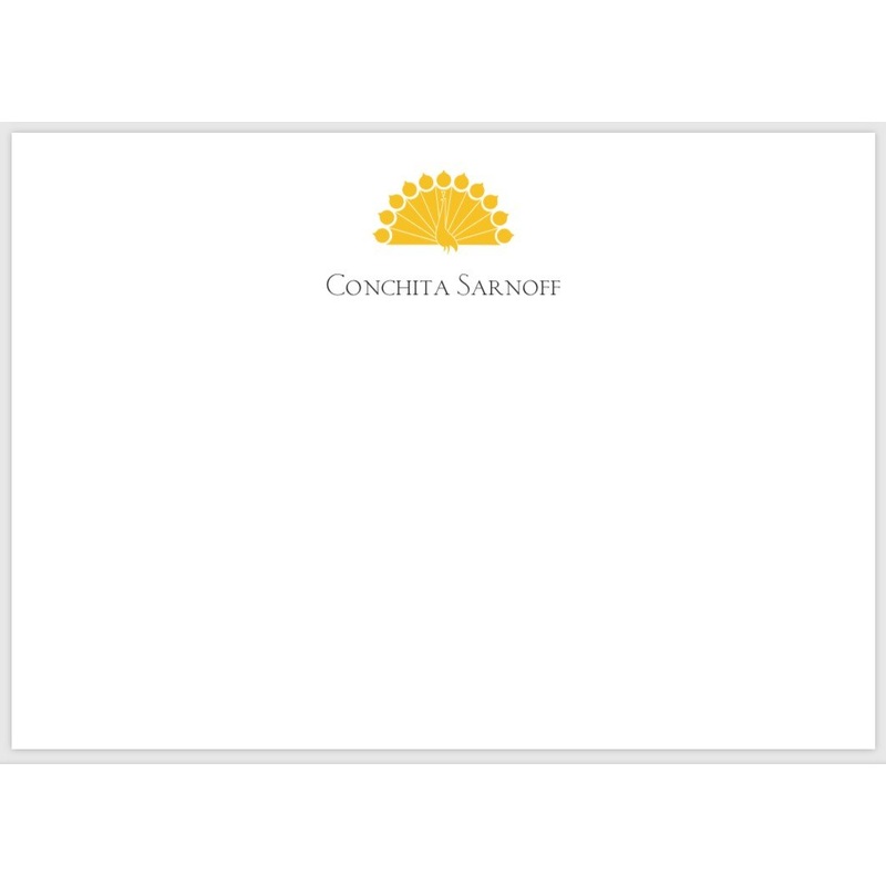 Conchita Sarnoff Bespoke Stationery | Correspondence Card | Gold Logo and Text on Correspondence Card | Hand Engraved Pearl White / Ecru