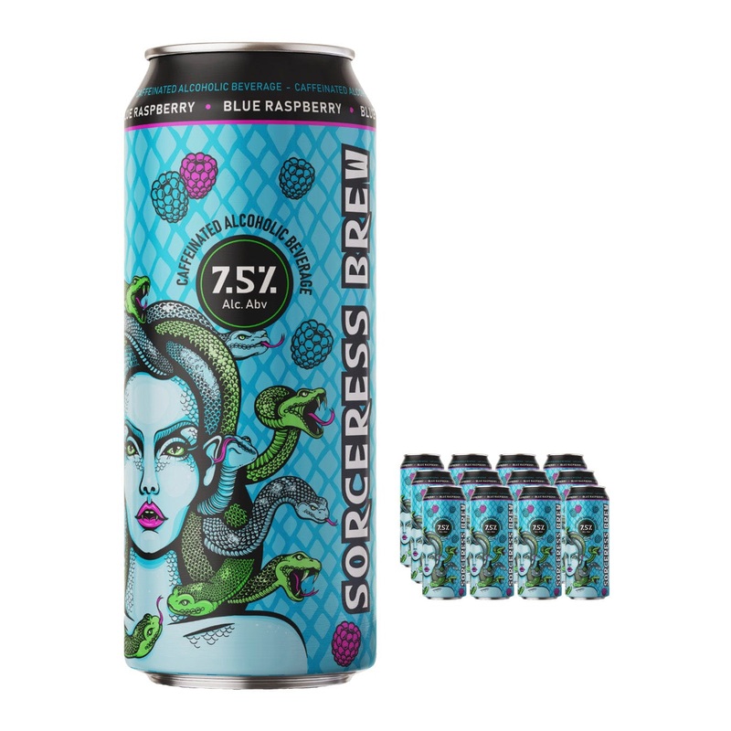 Sorceress Brew Blue Raspberry Multipack, 12 x 500 ml
