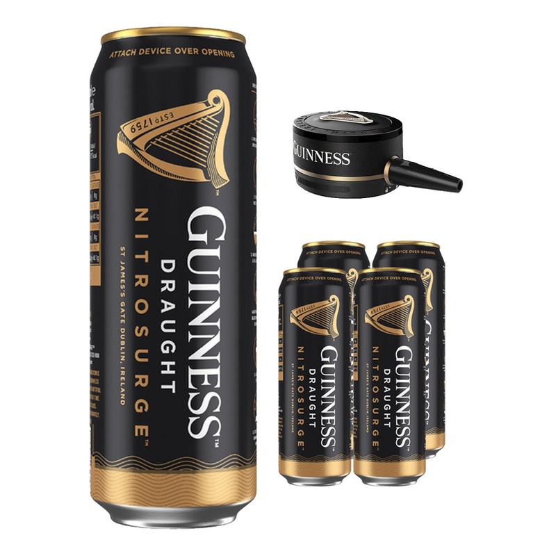 Guinness Draught Nitrosurge Can Bundle, 4 x 558 ml + Device