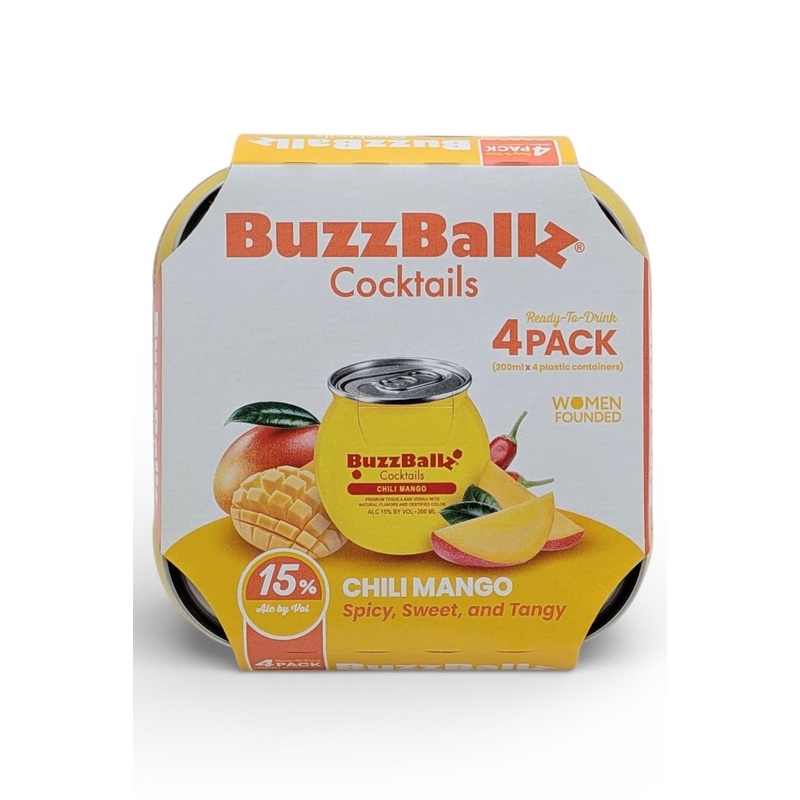 BuzzBallz Cocktails Chili Mango RTD Ready to Drink 4 x 200 ml