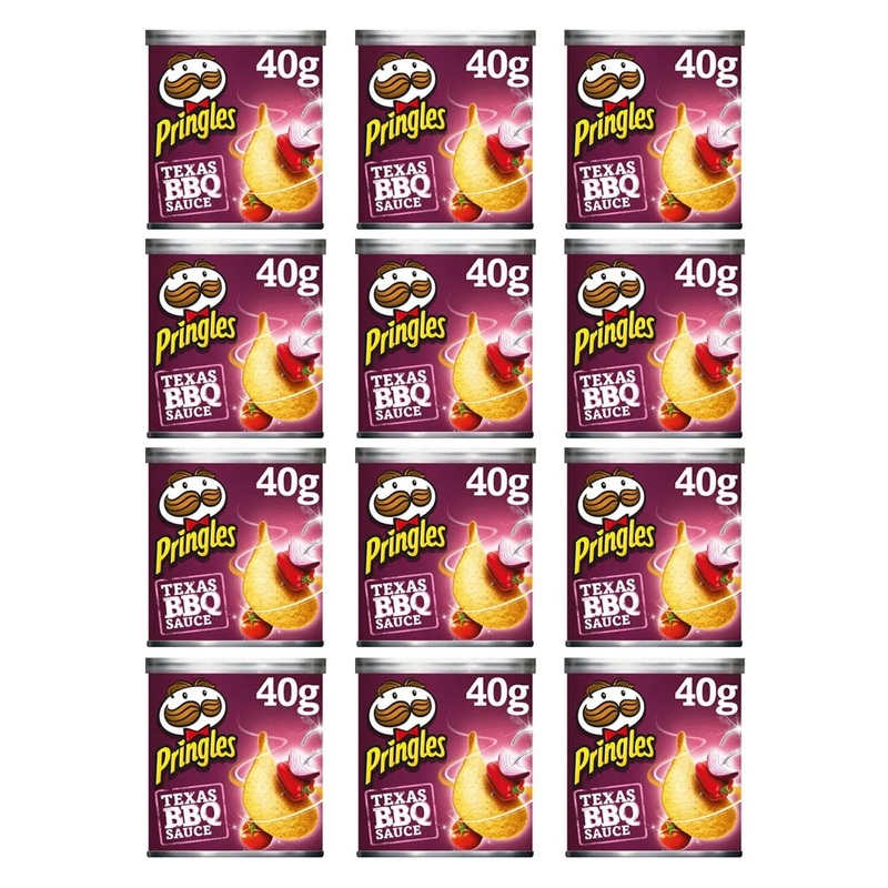 Pringles Texas BBQ Sauce Tub Multipack, 12 x 40 g