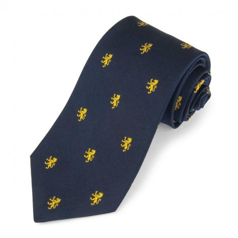 Rampant Lion, Navy with Gold | Silk Tie | Benson and Clegg | Made in England