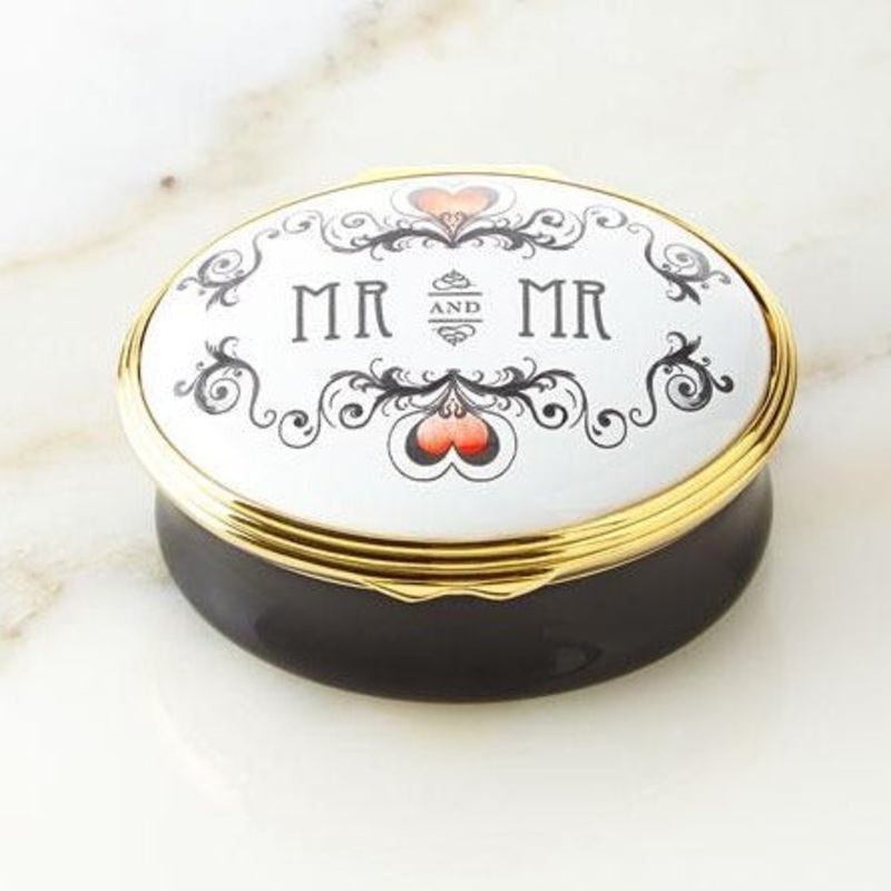Halcyon Days Wedding | Mr. & Mr. Wedding Enamel Box | Retired