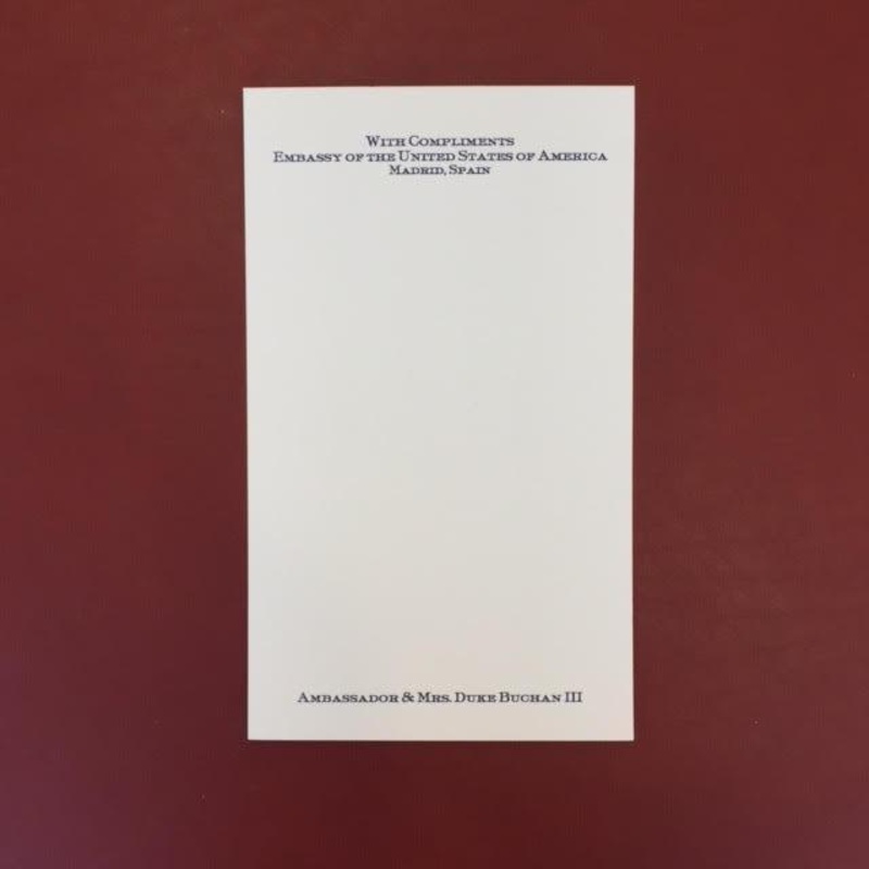 Bespoke Stationery | Standard US Letter Size Sheet Only | Text in One Location | Hand Engraved Pearl White