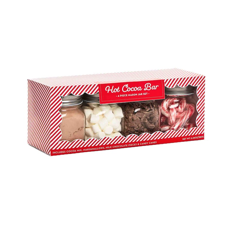CUPCAKES & CARTWHEELS HOT COCOA BAR 4 PIECE MASON JAR KIT IN GIFT BOX 211g