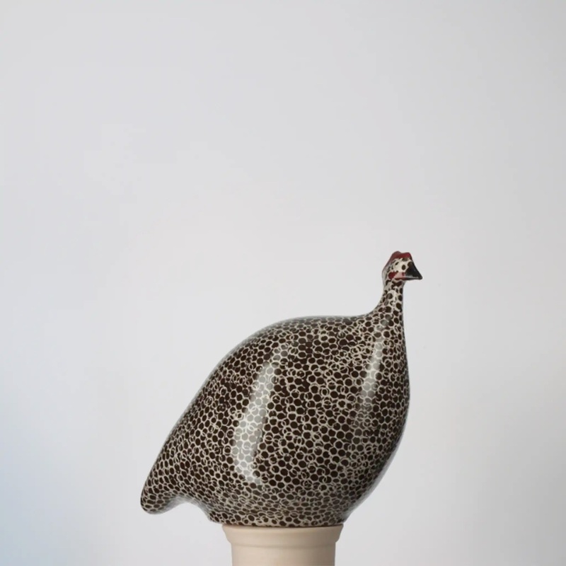 LES CERAMIQUES DE LUSSAN GUINEA FOWL - SMALL BLACK SPOTTED WHITE