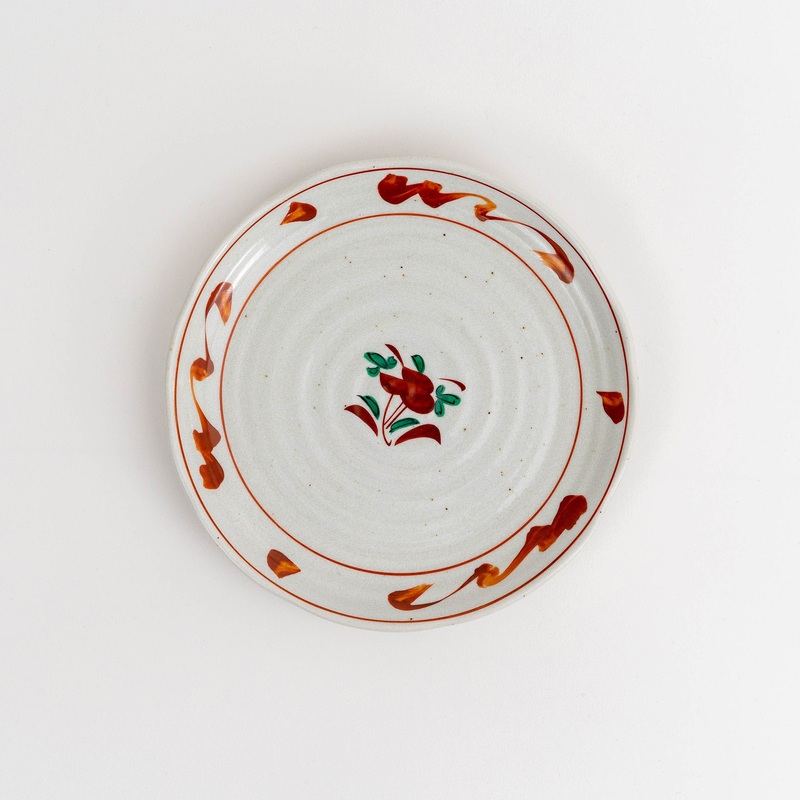 Mino Ware Hand Painted Flower Plate 21.4cm
