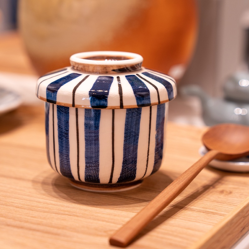 Handmade Seto Blue White Chawanmushi Cup