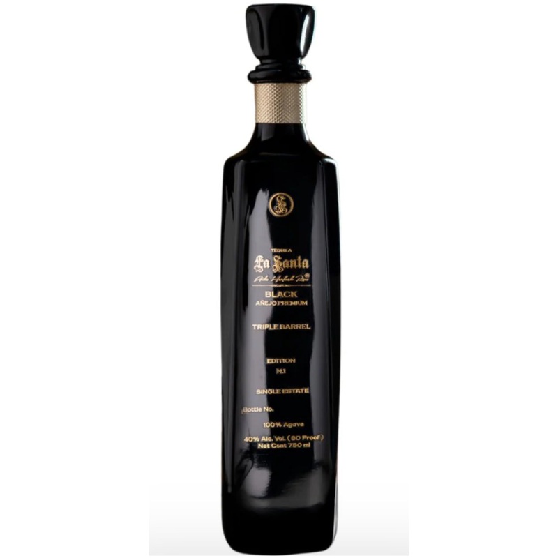 La Santa Black Premium Triple Barrel Aejo Tequila