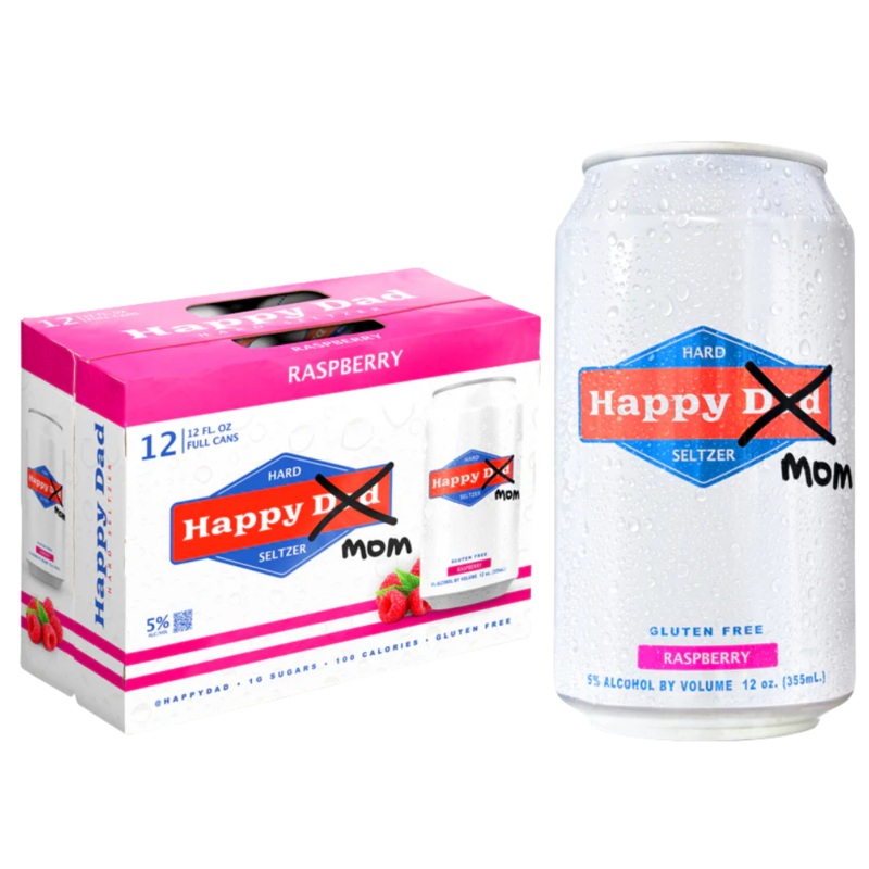 Happy Dad x Mom Water Raspberry Hard Seltzer 12-Pack 12oz