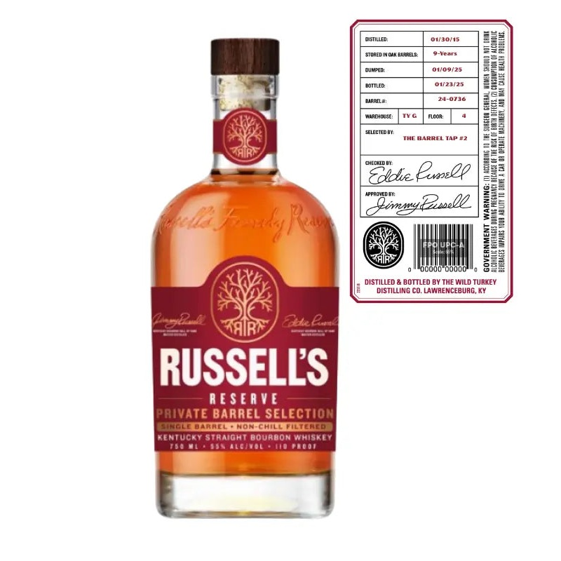 Russell's Reserve 9 Year 11 Month 'Eddie's Winner's Circle Pick' Single Barrel 'The Barrel Tap #2' Private Select Bourbon 750mL