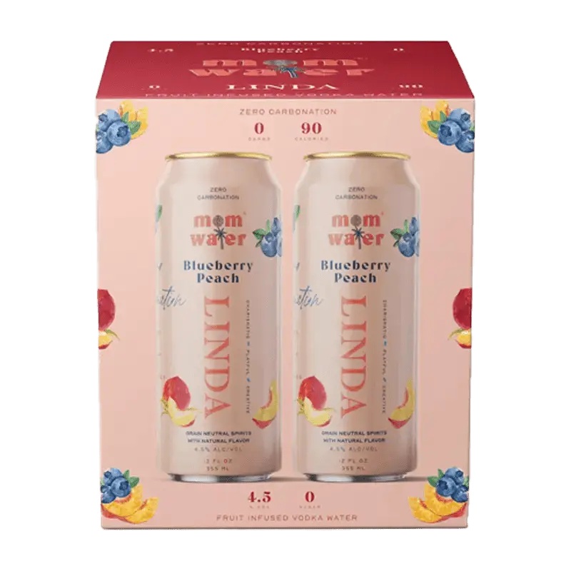 Mom Water Linda - Blueberry Peach Cocktail 12.oz 4 Pack