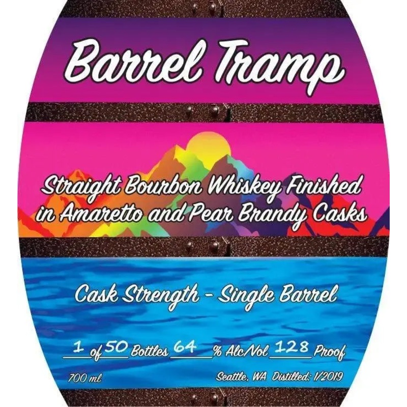 Barrel Tramp Straight Bourbon Whiskey Finished in Amaretto & Pear Brandy Casks Single Barrel Cask Strength