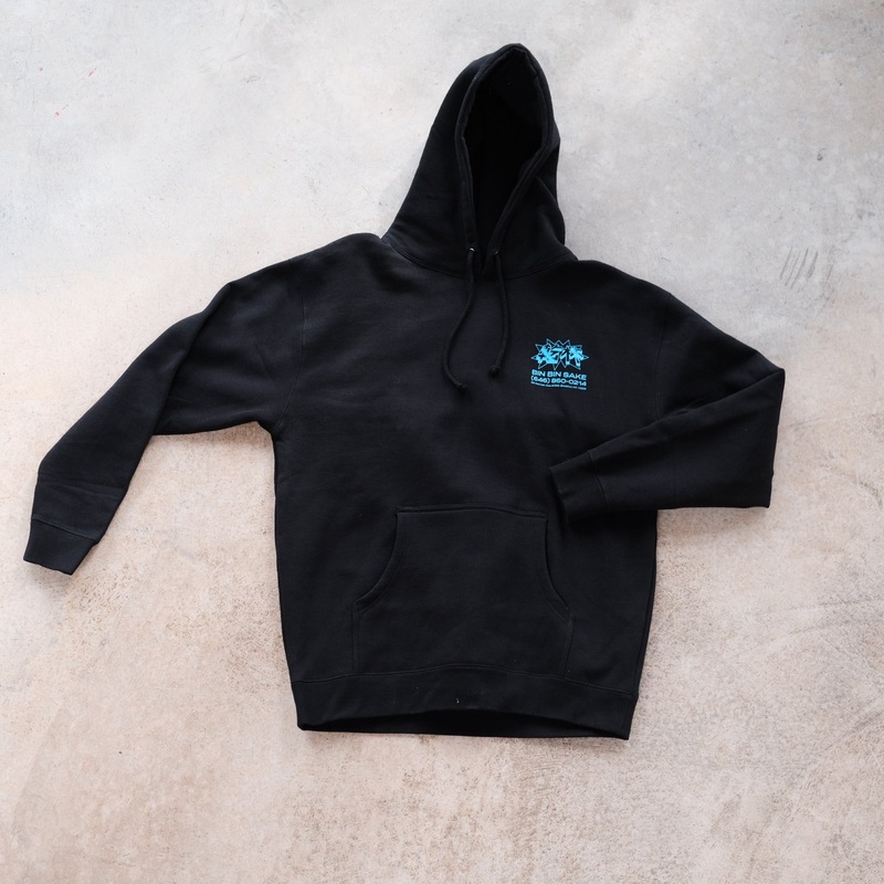Bin Bin Hoodie - Black with Blue Lettering