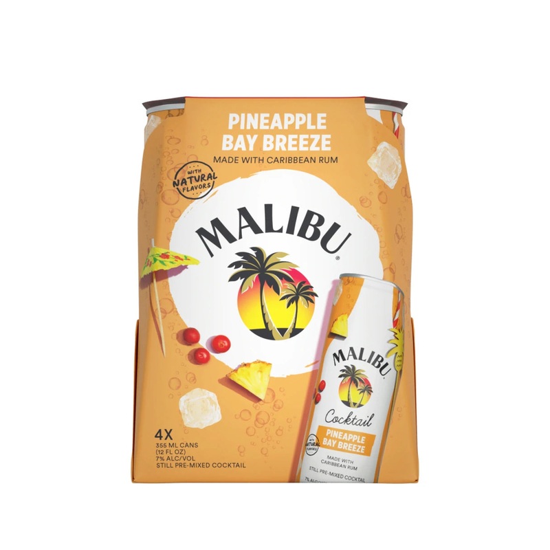 Malibu Pineapple Bay Breeze 4 Pack 355mL Cans