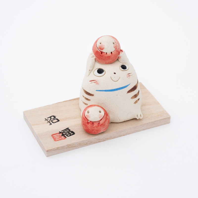 Handmade Cat Daruma Figurine