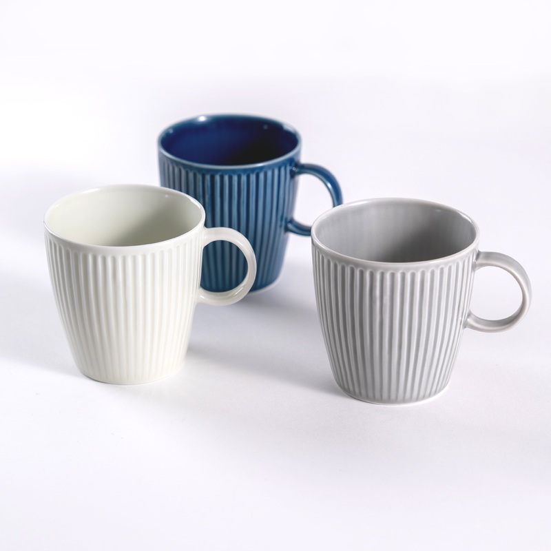 Hasami Ware Vertical Stripe Mug Japanese Porcelain Coffee Cup 280ml Indigo