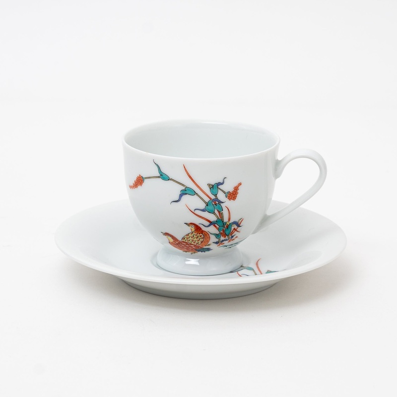 Arita Ware Quail & Autumn Grass Coffee Cup & Saucer Set