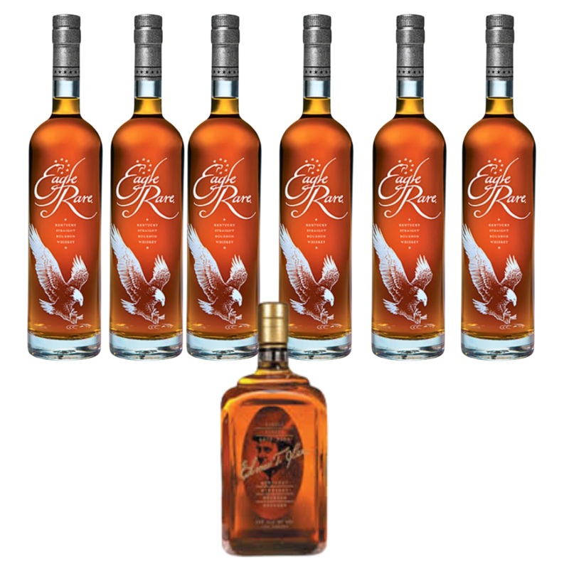 Elmer T. Lee Bourbon & 6 Bottles Eagle Rare 750ml Whiskey Bundle