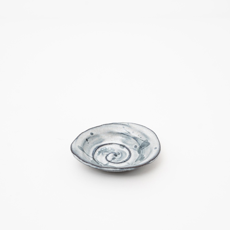 Japanese Ceramic Spiral Dish - Black & White Plate